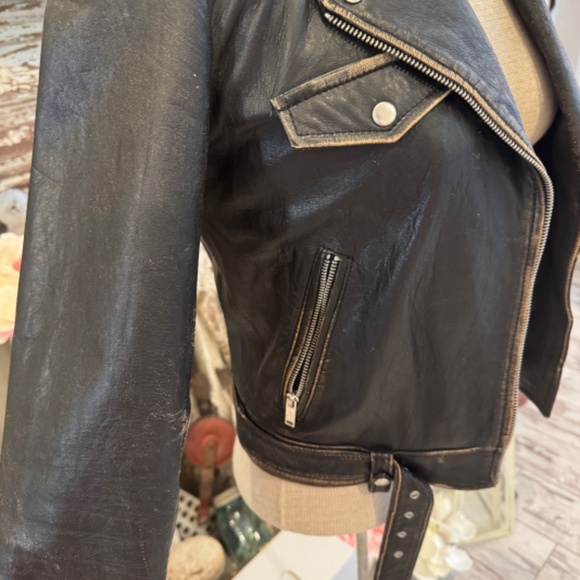 Real Leather ZARA BLACK MOTORCYCLE JACKET DISTRESSED Buttery Soft Leather | M - Picture 7 of 13